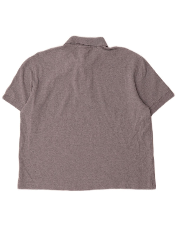 Lacoste Mens Unisex Loose Fit Polo Shirt Large Grey Flecked Cotton