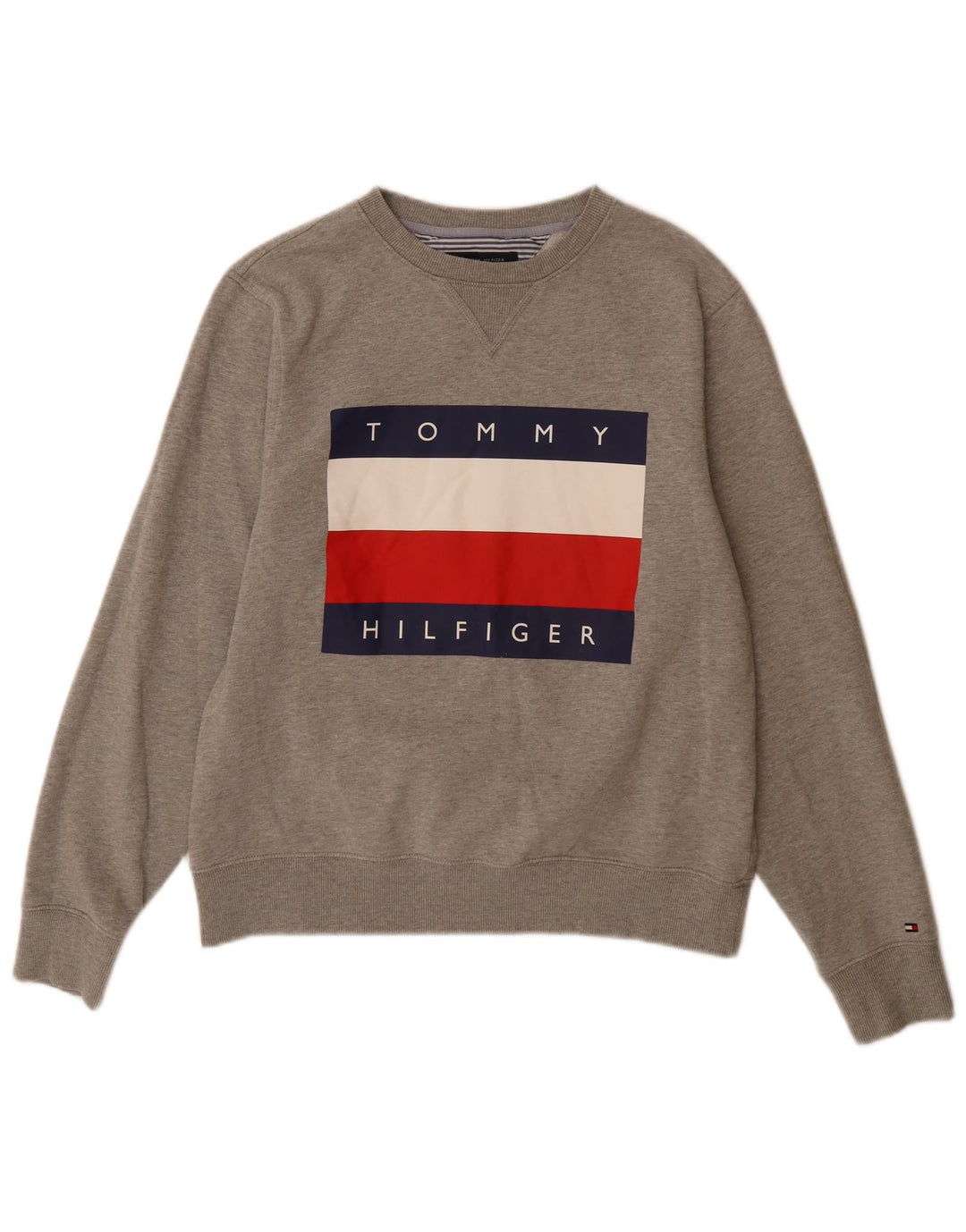 Γυναικείο γραφικό φούτερ TOMMY HILFIGER Jumper UK 14 μεσαίο γκρι βαμβακερό