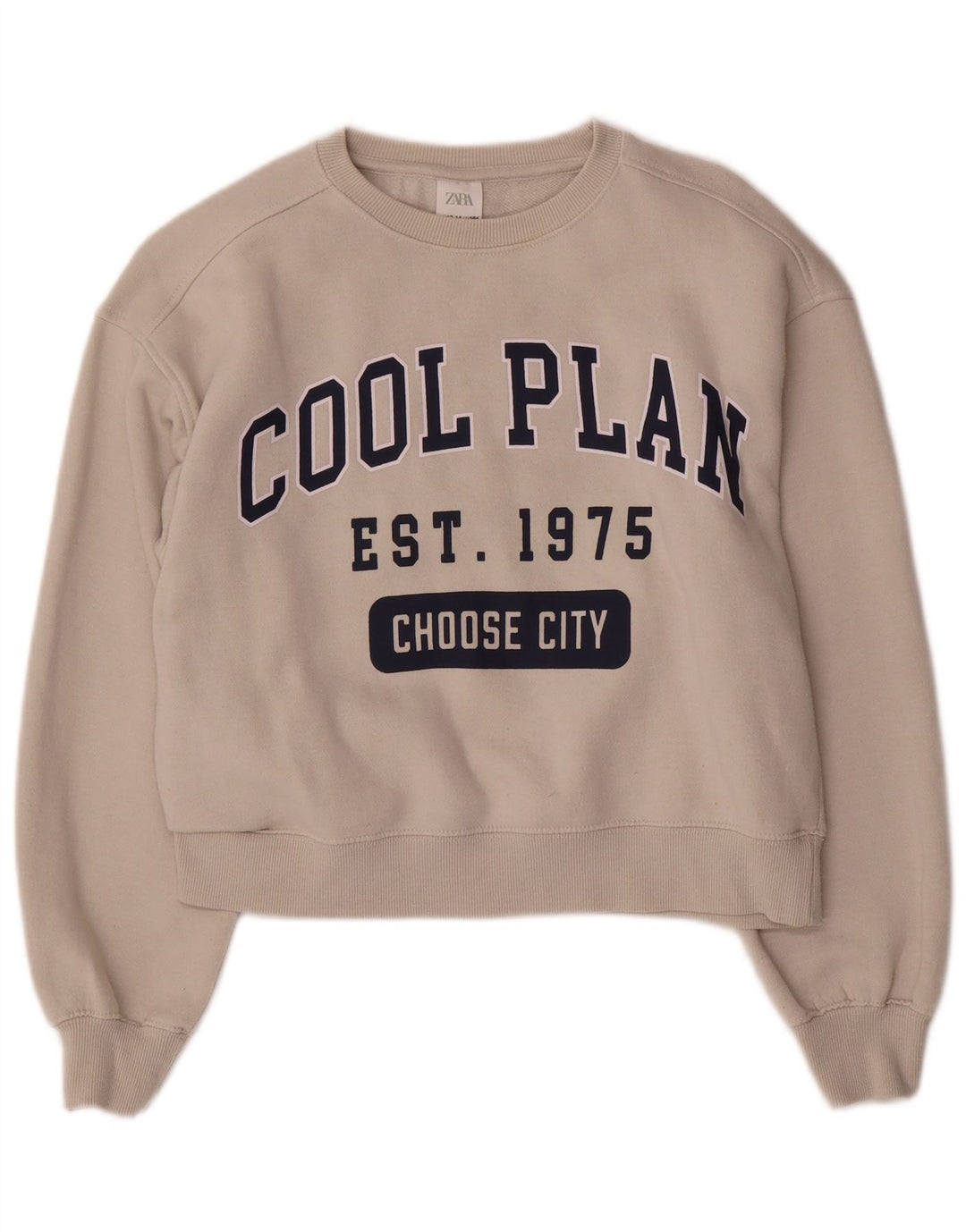 Zara Girls Crop Graphic Φούτερ Jumper 13-14 ετών Λευκό