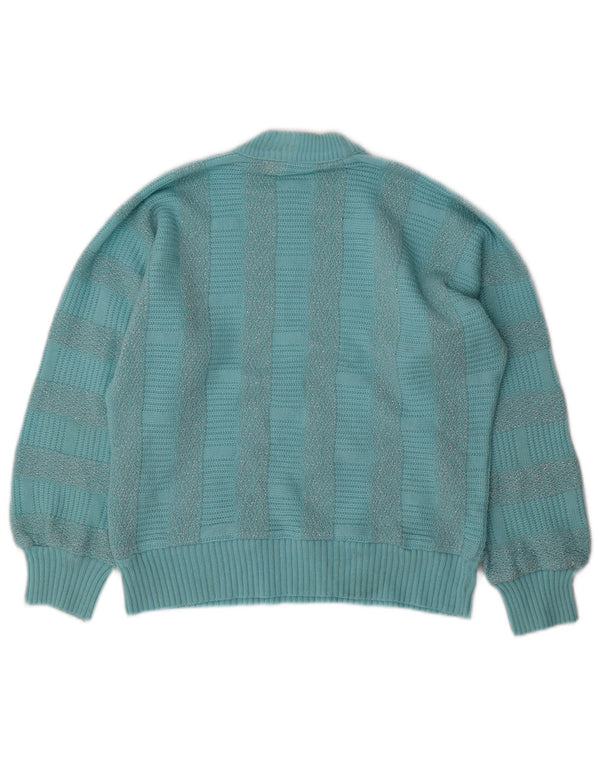 Γυναικείο πουλόβερ με λαιμό χελώνα VINTAGE UK 14 μεσαίου μπλε ριγέ