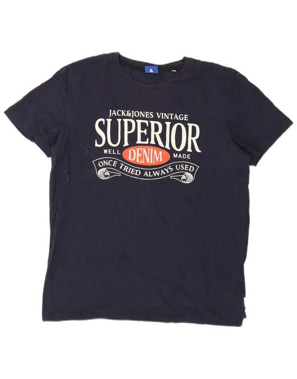 Jack & Jones Ανδρικό T-Shirt με γραφικό μπλουζάκι, μεγάλο μπλε βαμβακερό