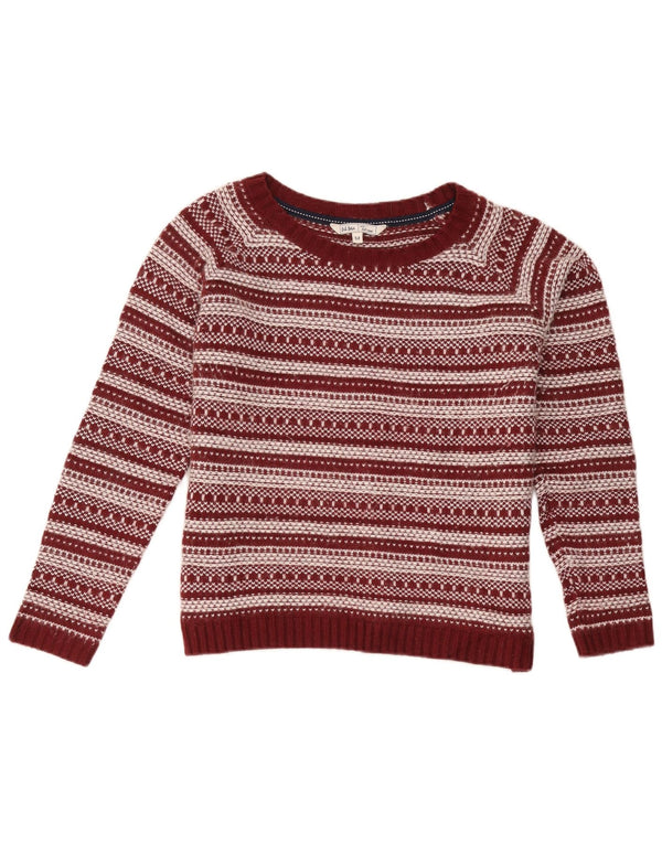 Fat Face Γυναικείο πουλόβερ με λαιμόκαυστο UK 12 Medium Burgundy ριγέ