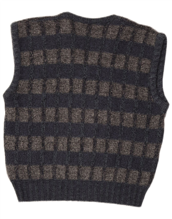 Vintage ανδρικό γιλέκο Tank Top Small Grey Check Acrylic