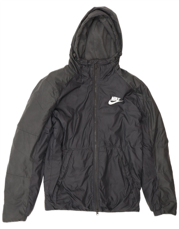 Ανδρικό μπουφάν Nike με κουκούλα αντιανεμικό UK 36 μικρό μαύρο πολυεστέρα