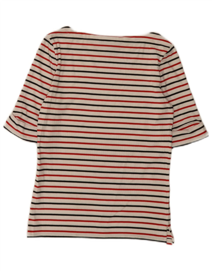Ralph Lauren γυναικείο τοπ 3/4 μανίκια UK 12 μεσαία λευκά ριγέ