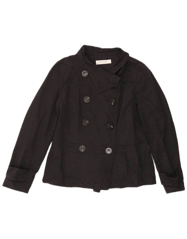 Zara Womens Short Pea Coat UK 18 XL Black Cotton