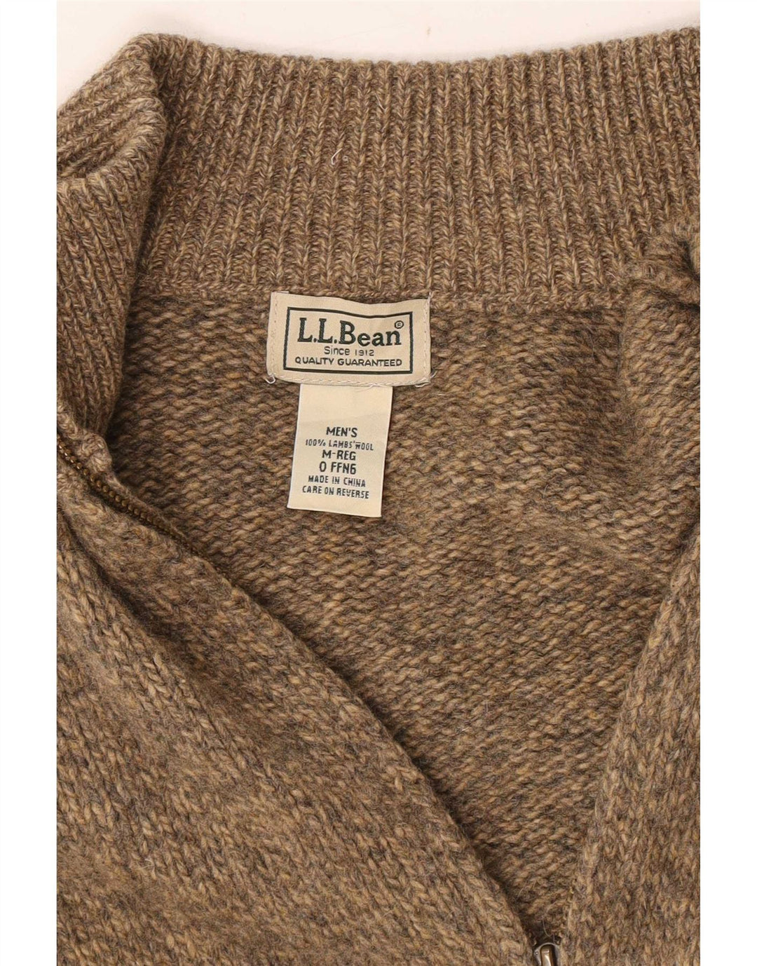 L.L.Bean Ανδρικό πουλόβερ ζακέτα με φερμουάρ, μεσαίο μπεζ μαλλί αρνιού