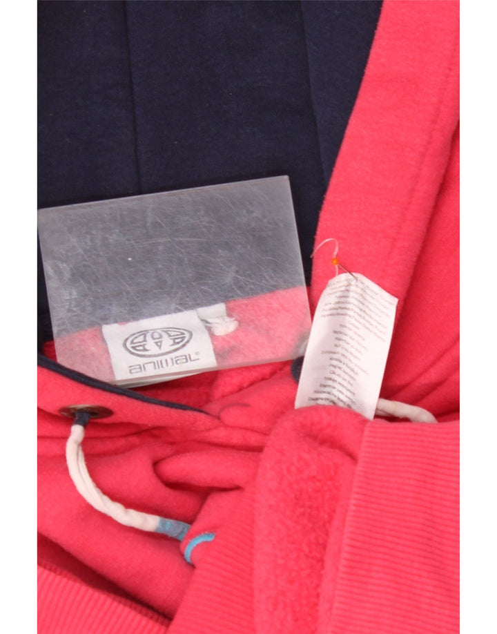 ANIMAL Γυναικείο Γραφικό Hoodie Jumper UK 16 μεγάλο ροζ βαμβακερό