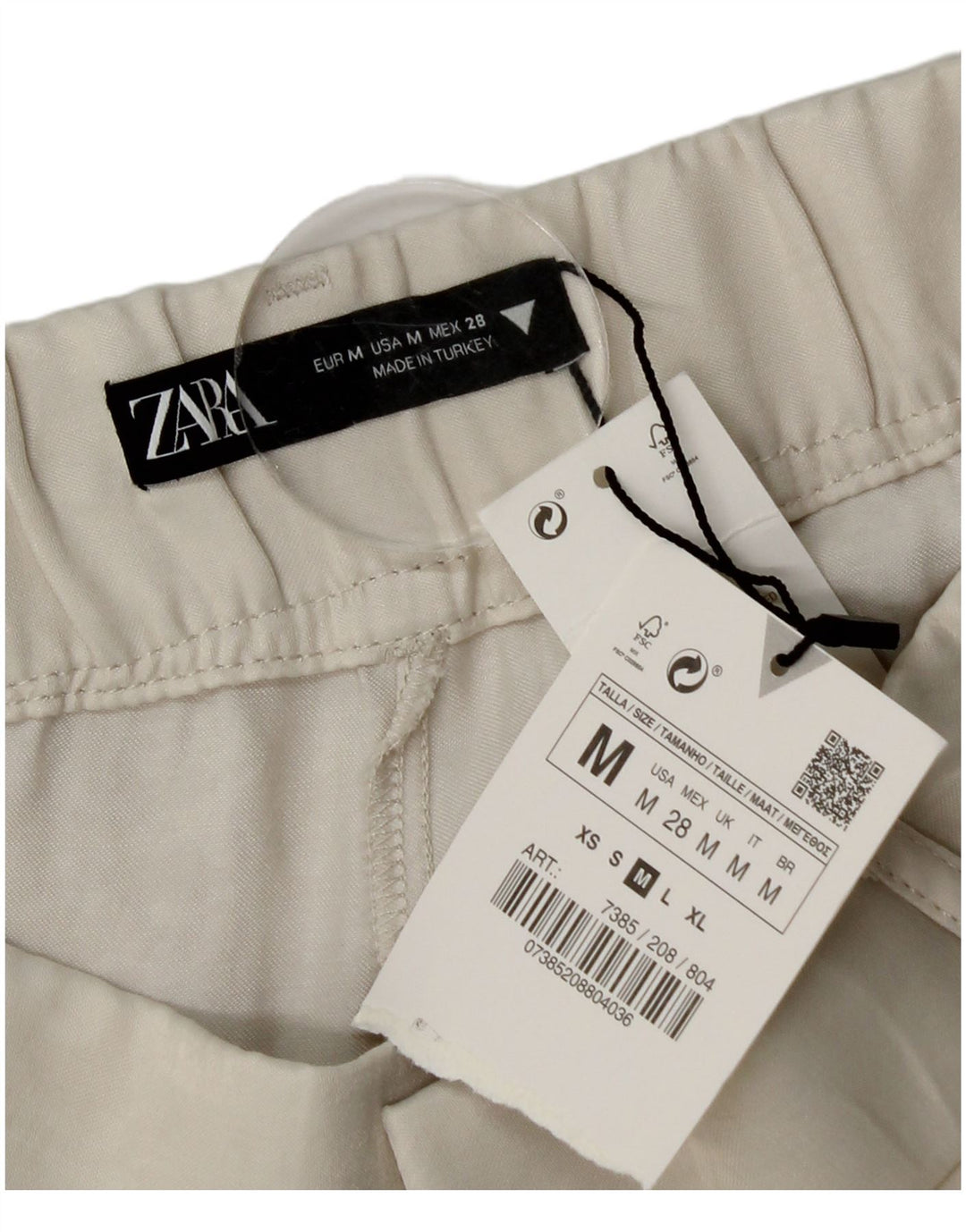 Zara γυναικείο σορτς Chino με καρφίτσες, μεσαία W28, σε λευκή βισκόζη