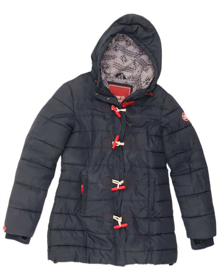 Superdry γυναικείο μπουφάν με κουκούλα UK 14 Large Navy Blue Polyester