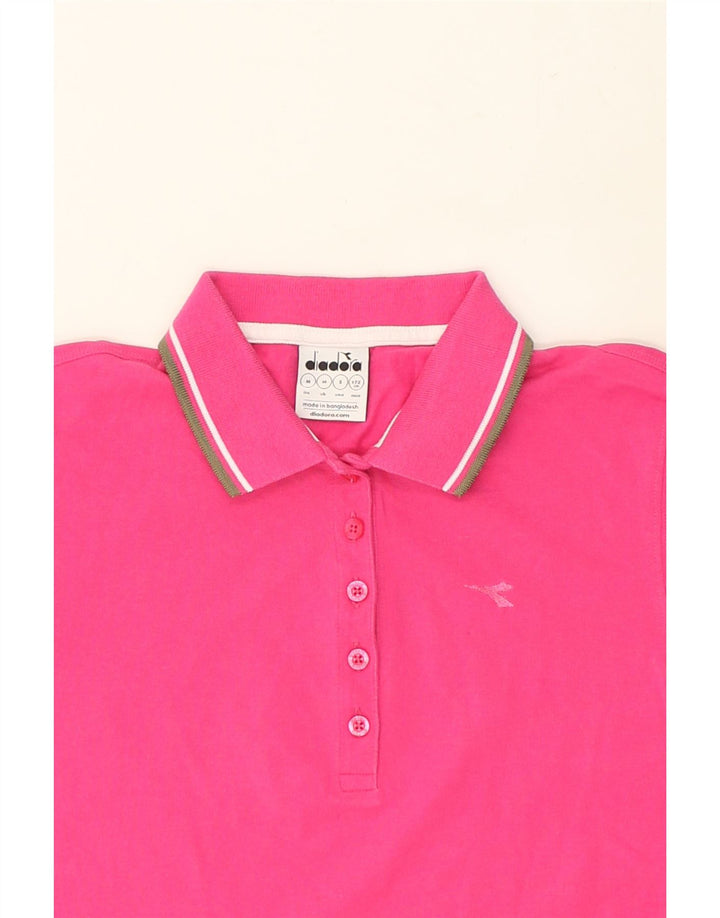 DIADORA Womens Polo Shirt UK 12 Medium Pink Cotton | Vintage Diadora | Thrift | Second-Hand Diadora | Used Clothing | Messina Hembry 