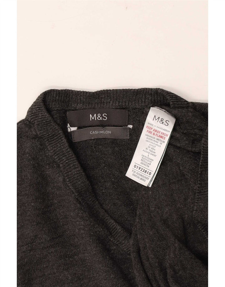Marks & Spencer Ανδρικό πουλόβερ με λαιμόκοψη με λαιμόκοψη μεγάλο γκρι ακρυλικό