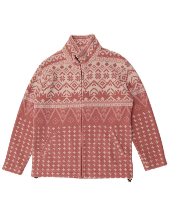 F.LLI Campagnolo Γυναικείο Fleece Jacket UK 16 μεγάλο ροζ γεωμετρικό πολυεστέρα