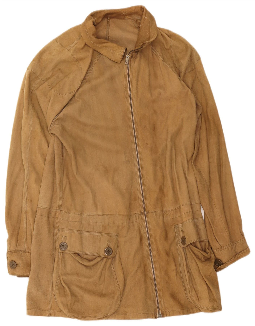 Vintage γυναικείο σουέτ πανωφόρι UK 8 Small Beige