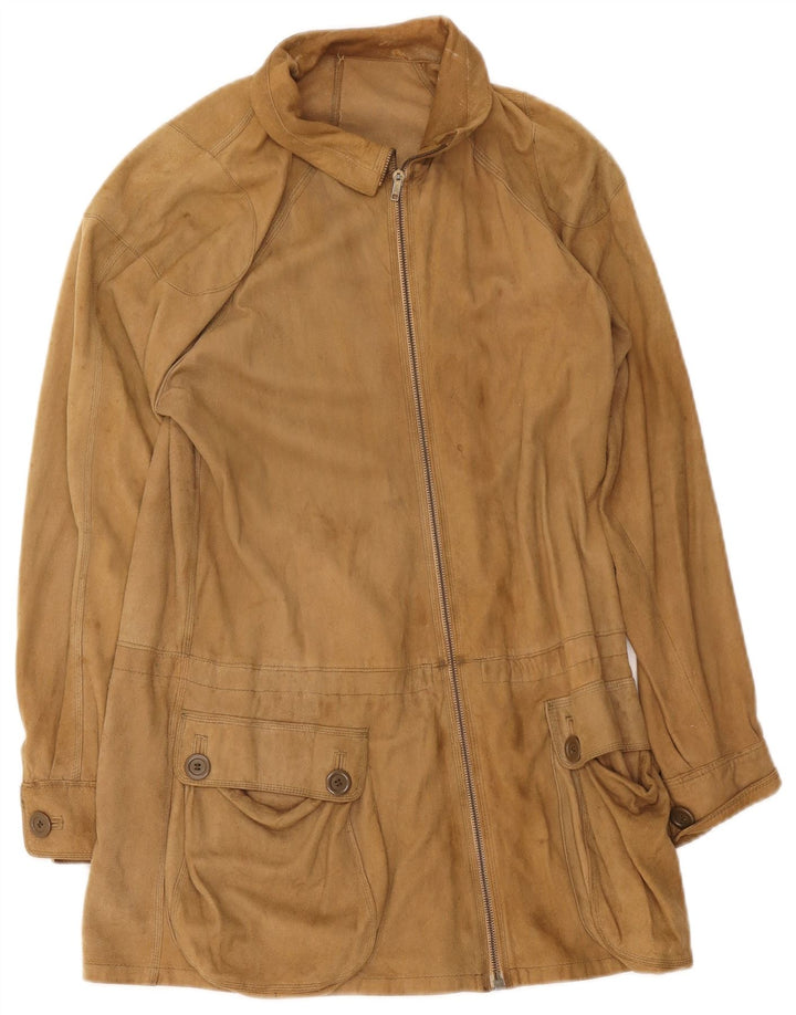 Vintage γυναικείο σουέτ πανωφόρι UK 8 Small Beige