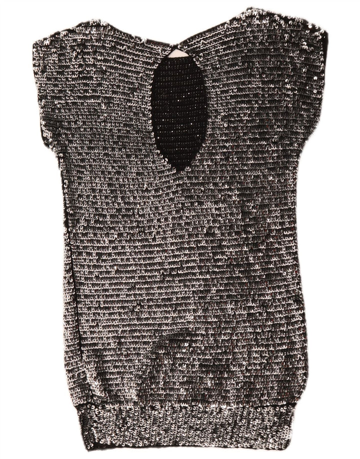 Mangano Γυναικείο φόρεμα Bodycon με παγιέτες UK 14 μεσαίο ασημί μαλλί