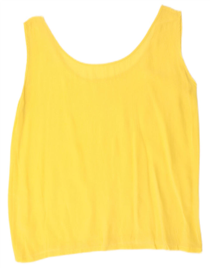 Vintage γυναικεία αμάνικη μπλούζα τοπ UK 12 Medium Yellow