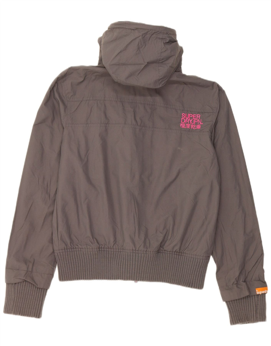 Superdry γυναικείο μπουφάν βροχής με κουκούλα UK 16 Large Grey Nylon