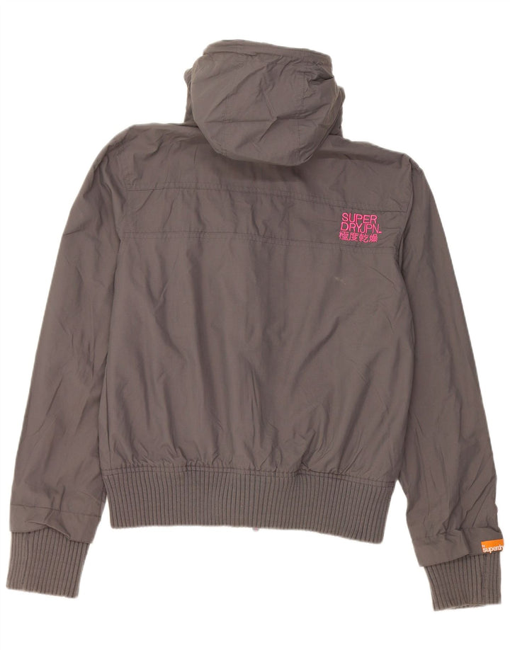 Superdry γυναικείο μπουφάν βροχής με κουκούλα UK 16 Large Grey Nylon