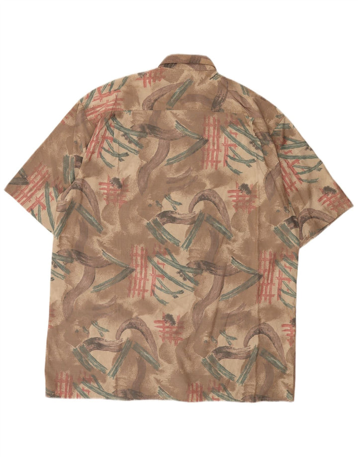 Νέο Fast Ανδρικό Abstract Πουκάμισο κοντομάνικο μέγεθος 43/44 XL καφέ