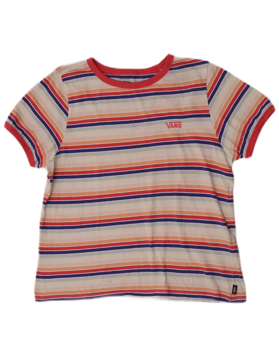 Vans Γυναικείο T-Shirt Top UK 14 Μεγάλο πολύχρωμο βαμβακερό ριγέ