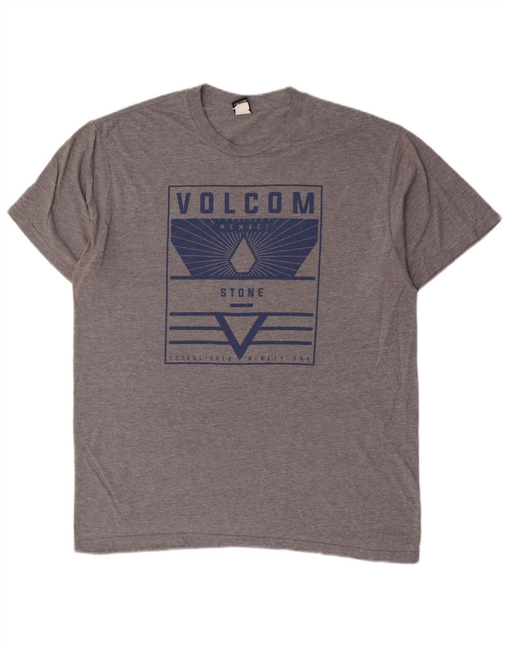 Ανδρικό γραφικό T-Shirt Volcom Top μεγάλο γκρι βαμβακερό