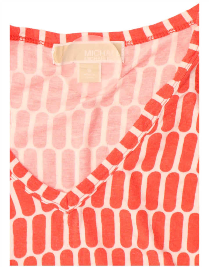 MICHAEL KORS Γυναικείο T-Shirt Top 10 Small Red Geometric Synthetic