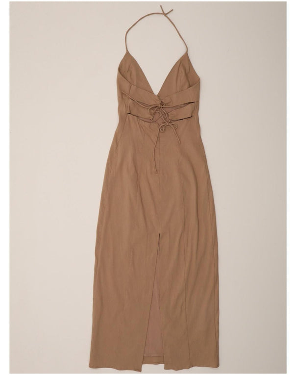 Zara Γυναικείο Φόρεμα UK 8 Μικρό Μπεζ Λινό