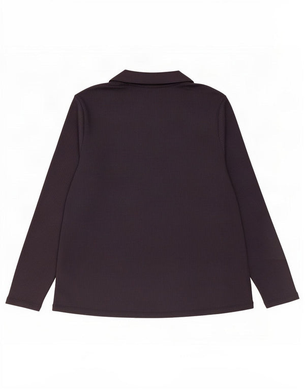 Marks & Spencer Γυναικείο μακρυμάνικο μπλουζάκι πόλο UK 20 2XL Navy Blue Polyester