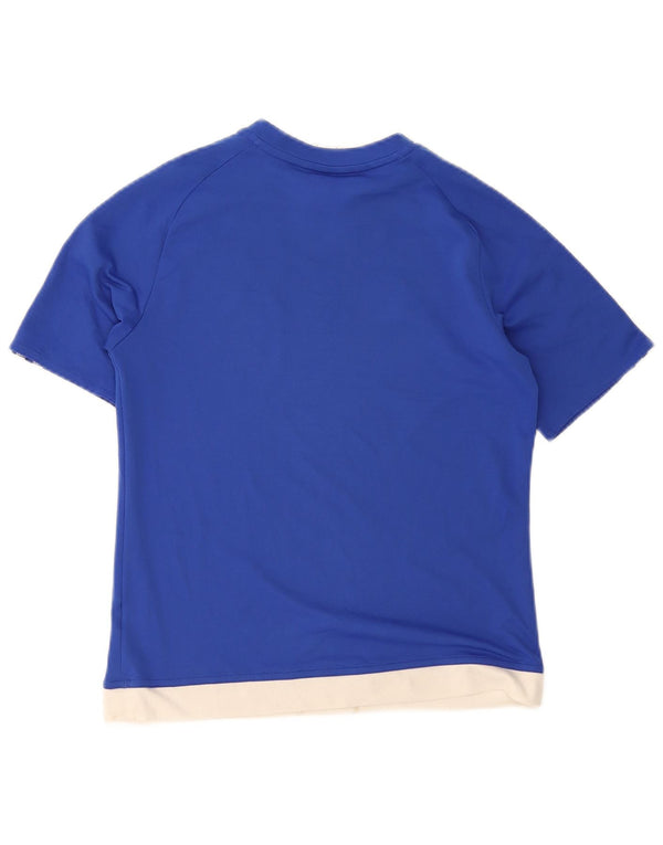 Adidas Boys Climalite Graphic T-shirt Top 13-14 Years Blue Colourblock