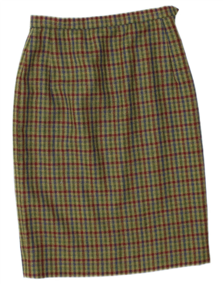 Vintage γυναικείο σετ 2 κουμπιών 2 τεμαχίων φούστα UK 12 Medium W26 Khaki Check