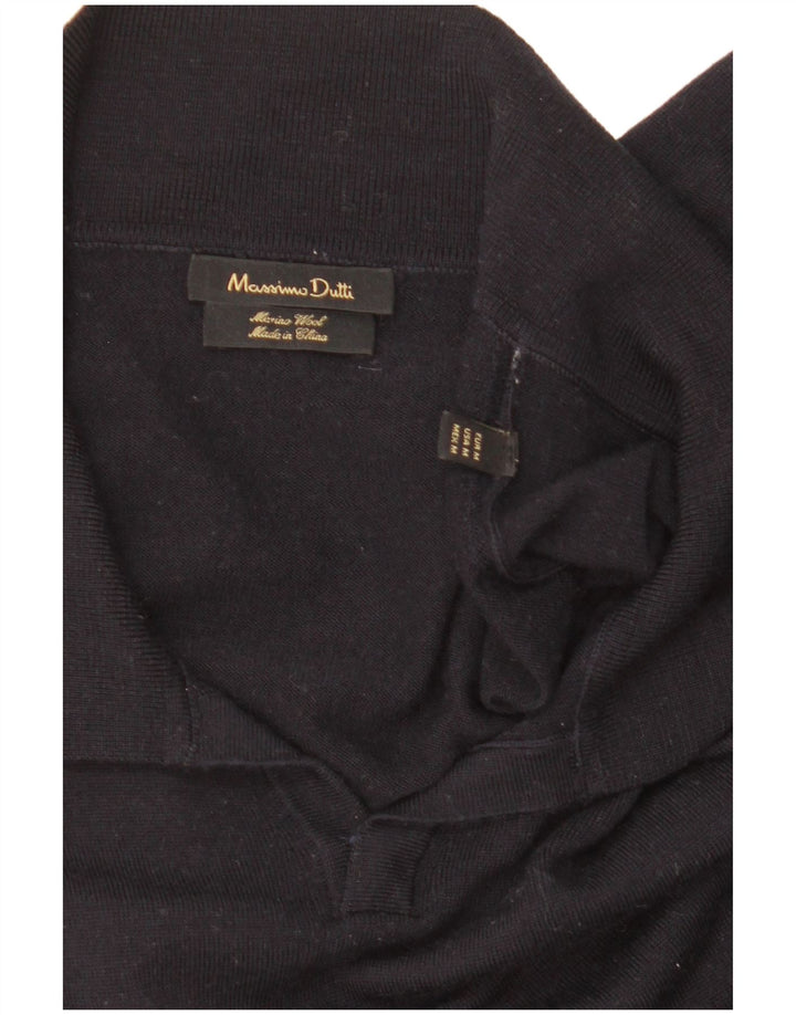 Massimo Dutti γυναικείο πουλόβερ με λαιμό πόλο UK 14 Medium Navy Blue