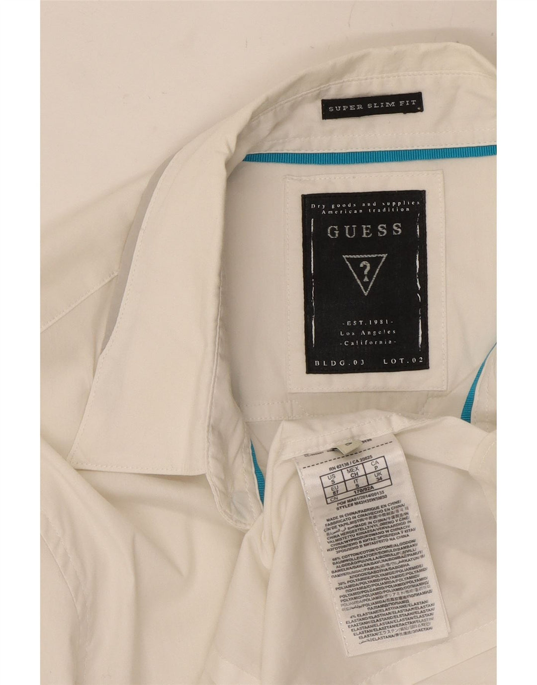 Ανδρικό πουκάμισο GUESS Slim Fit Μικρό λευκό βαμβακερό