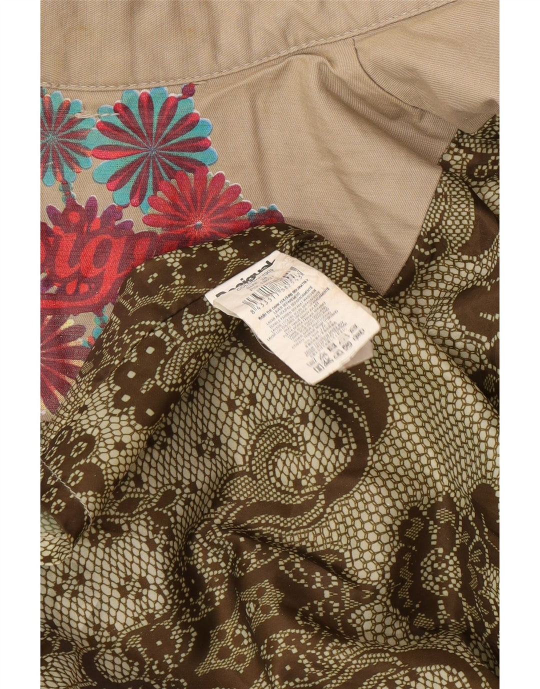 Desigual Γυναικεία καμπαρντίνα με διπλό στήθος EU 38 Medium Beige Floral
