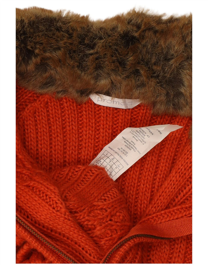 PROMOD Γυναικεία Ζακέτα πουλόβερ UK 12 Μαλλί μεσαίου πορτοκαλιού