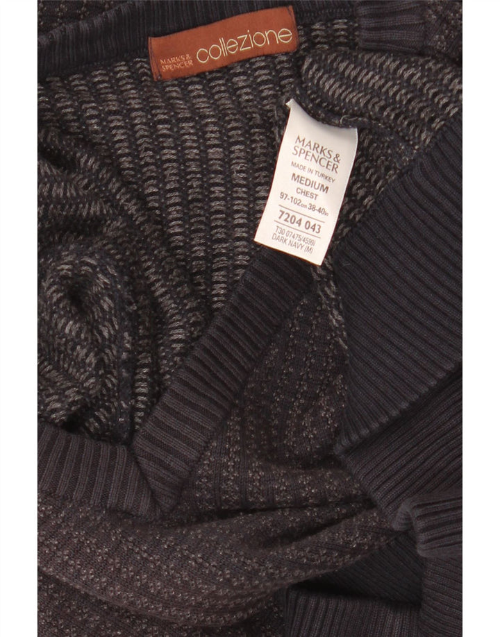 Marks & Spencer Ανδρικό πουλόβερ με λαιμόκοψη με λαιμόκοψη με μεσαίο μπλε ακρυλικό