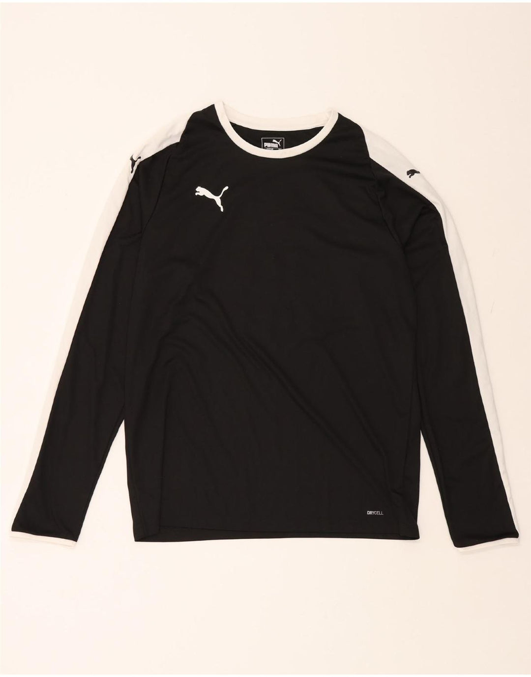 PUMA Mens Graphic Top Long Sleeve Large Black Colourblock Polyester Vintage Puma and Second-Hand Puma from Messina Hembry 