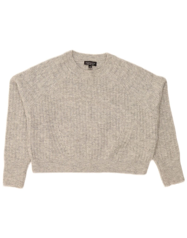 Topshop Γυναικείο πουλόβερ με λαιμόκοψη Crop Crew UK 10 Small Grey Flecked