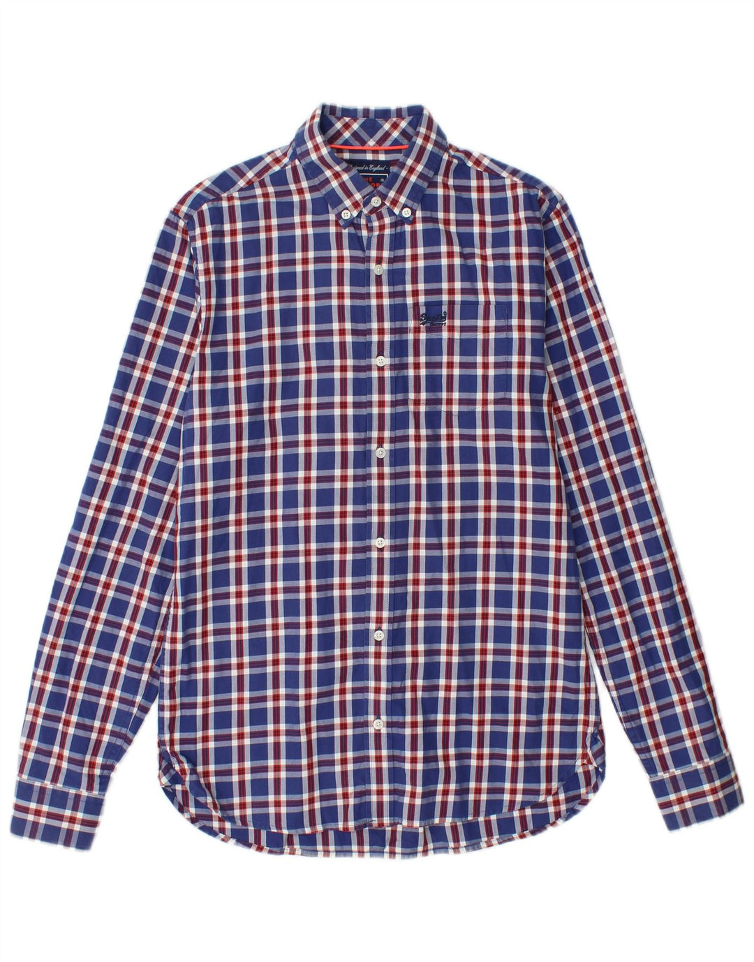 Ανδρικό φανελένιο πουκάμισο SUPERDRY XS Navy Blue Check Cotton