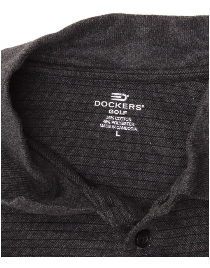 DOCKERS Ανδρικό πουκάμισο γκολφ πόλο μεγάλο γκρι βαμβακερό ριγέ