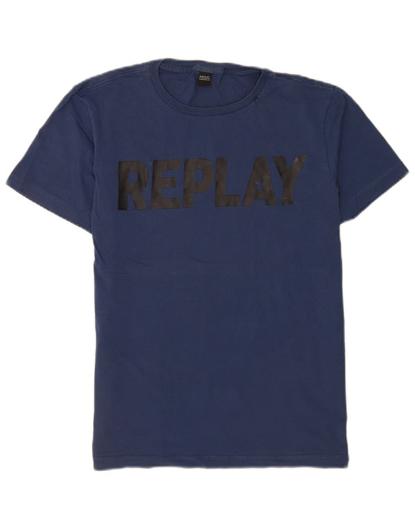 Ανδρικό μπλουζάκι με κανονικό γραφικό Replay Top Medium Navy Blue