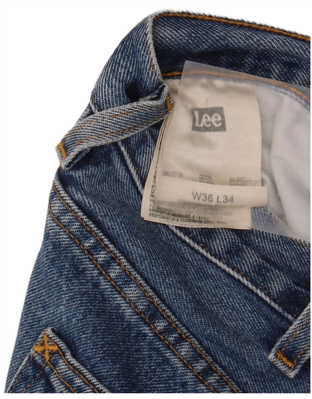 Lee Mens Straight Jeans W36 L34 Blue Cotton