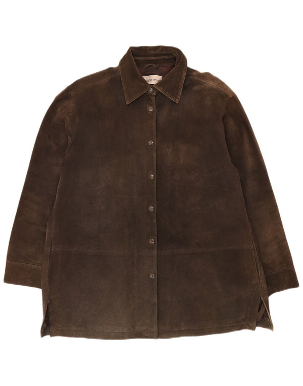 ELENA MIRO Γυναικείο Suede Jacket UK 14 μεγάλο καφέ δέρμα