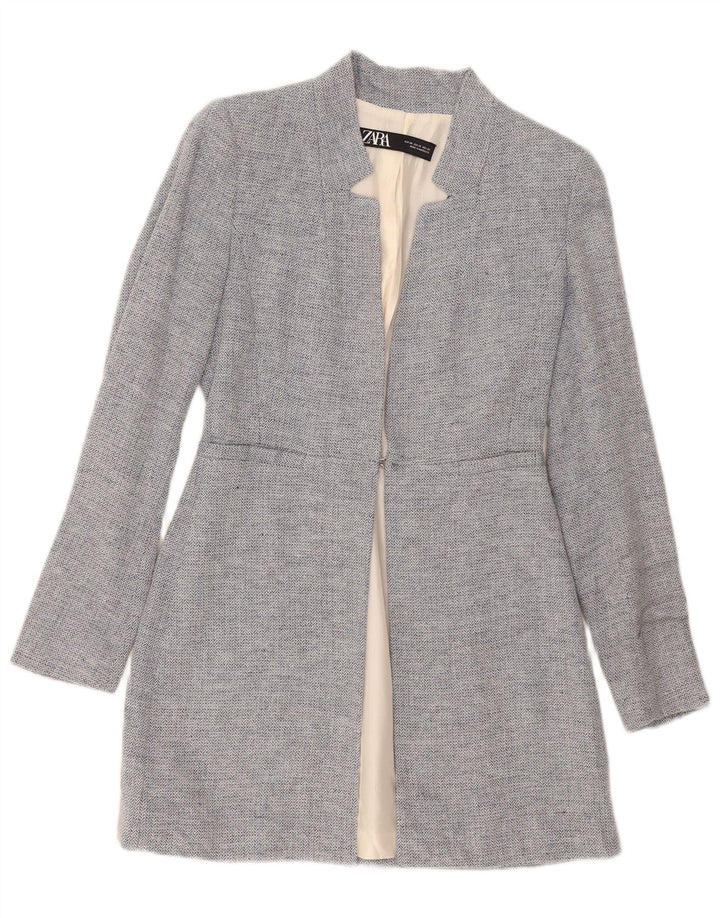 Zara Γυναικείο σακάκι Longline Blazer UK 4 XS Blue Chevron Modern