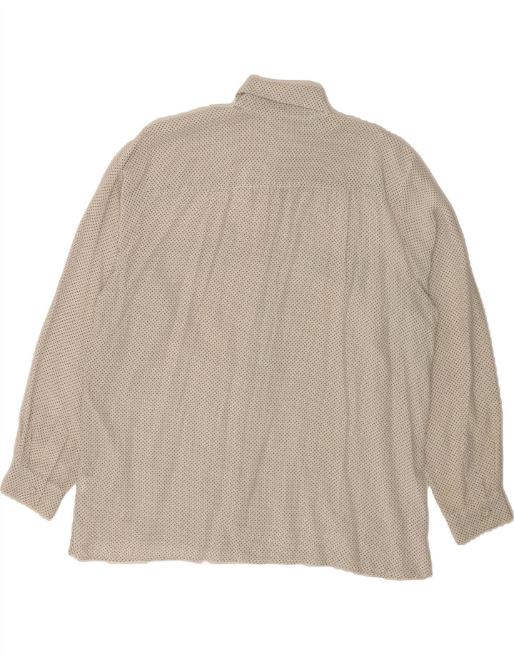 KAREL Womens Shirt IT 52 2XL White Polka Dot Silk Vintage Karel and Second-Hand Karel from Messina Hembry 