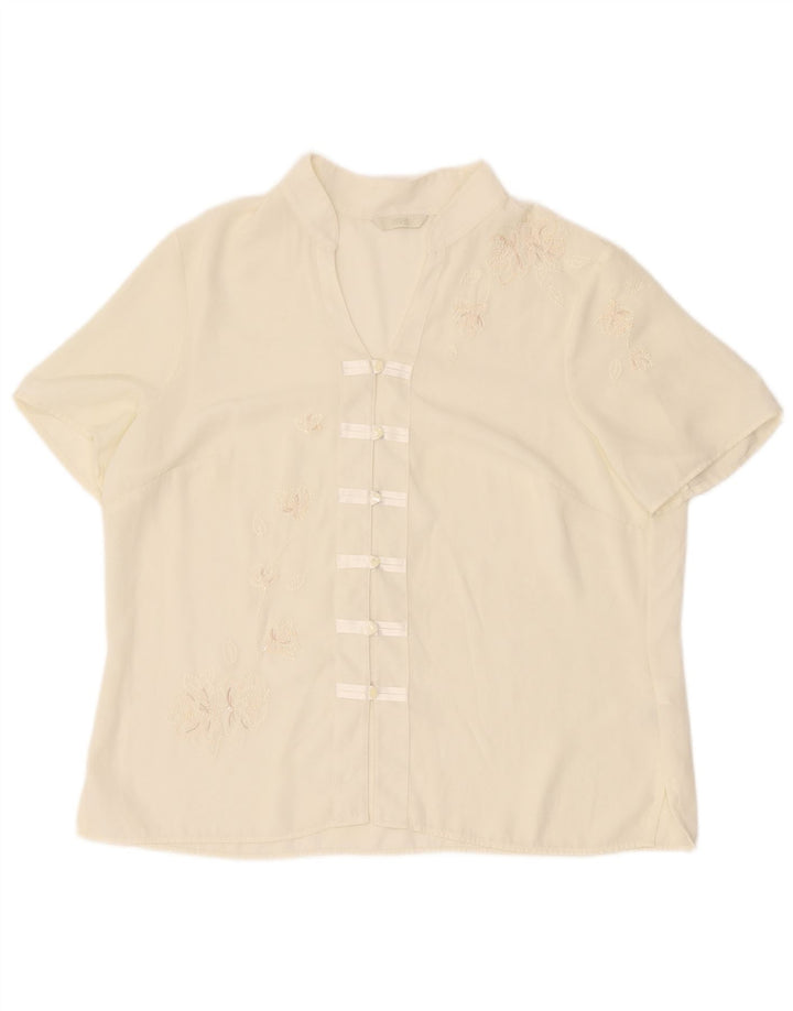 Marks & Spencer Γυναικεία Μπλούζα Τοπ UK 16 Large Off White Floral Πολυεστέρας