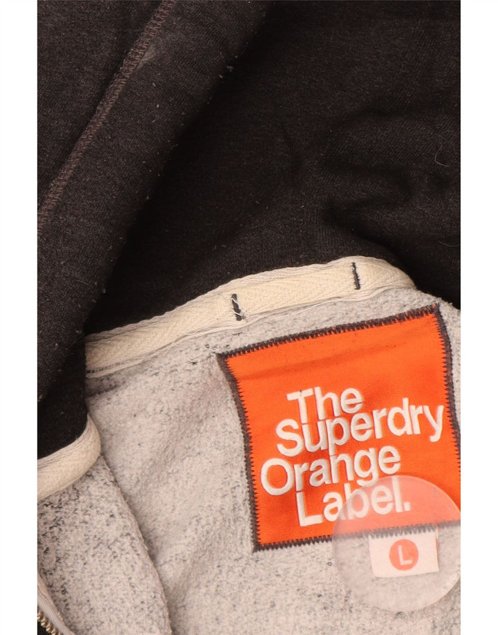 Ανδρικό πουλόβερ με κουκούλα με φερμουάρ SUPERDRY μεγάλο γκρι βαμβακερό