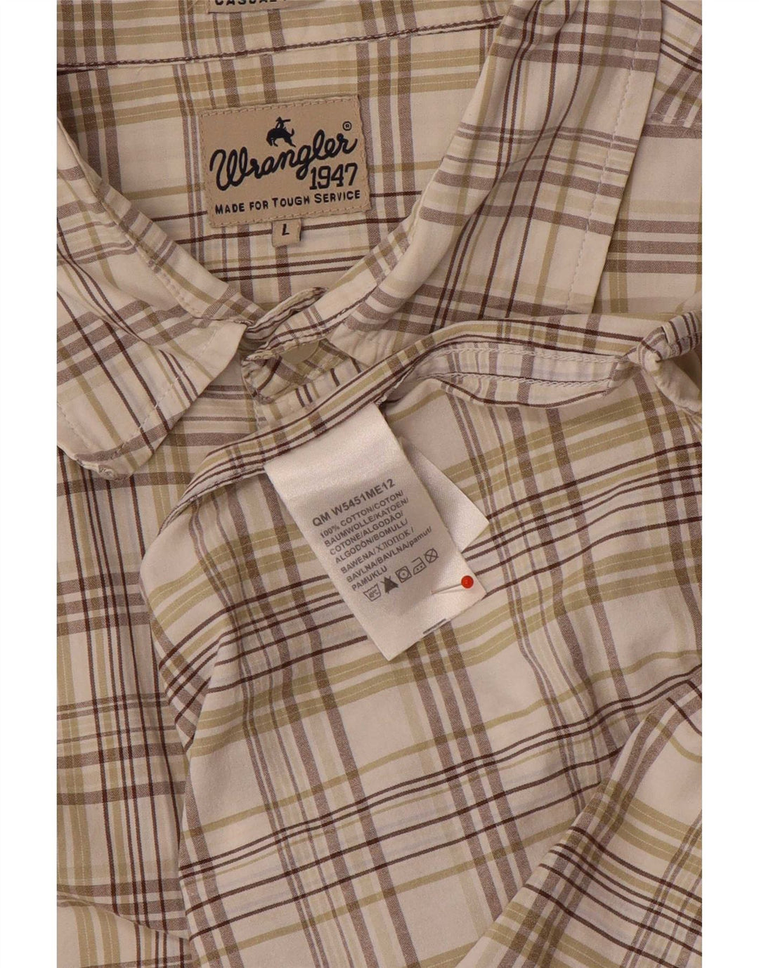 Ανδρικό κοντομάνικο πουκάμισο Wrangler σε μεγάλο μπεζ βαμβακερό χρώμα
