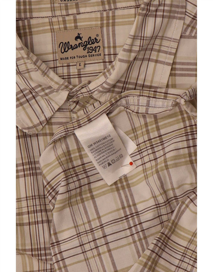 Ανδρικό κοντομάνικο πουκάμισο Wrangler σε μεγάλο μπεζ βαμβακερό χρώμα