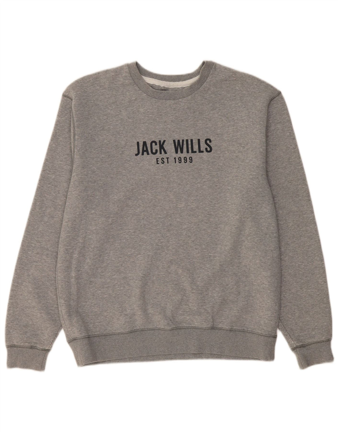 JACK WILLS Ανδρικό γραφικό φούτερ Jumper μεγάλο γκρι βαμβακερό